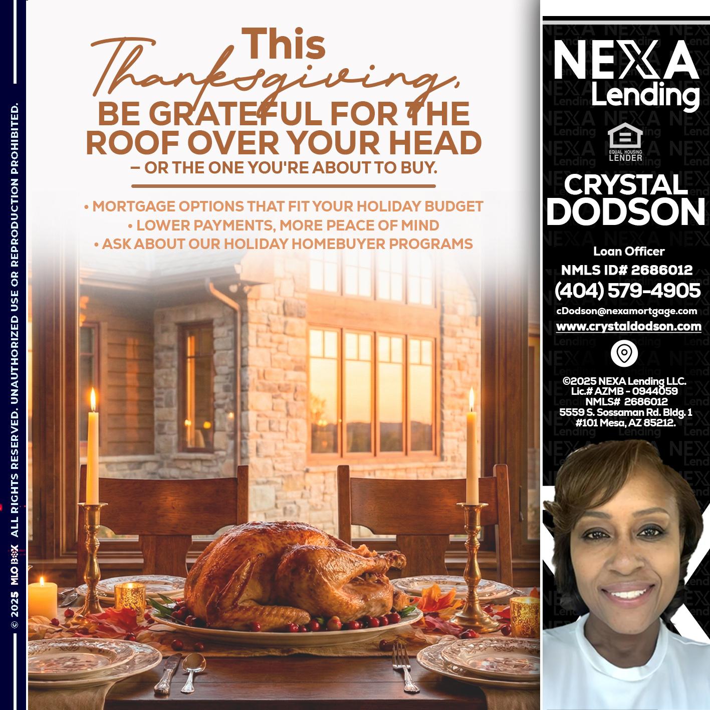 THIS THANKSGIVING - Crystal Dodson -Loan Officer