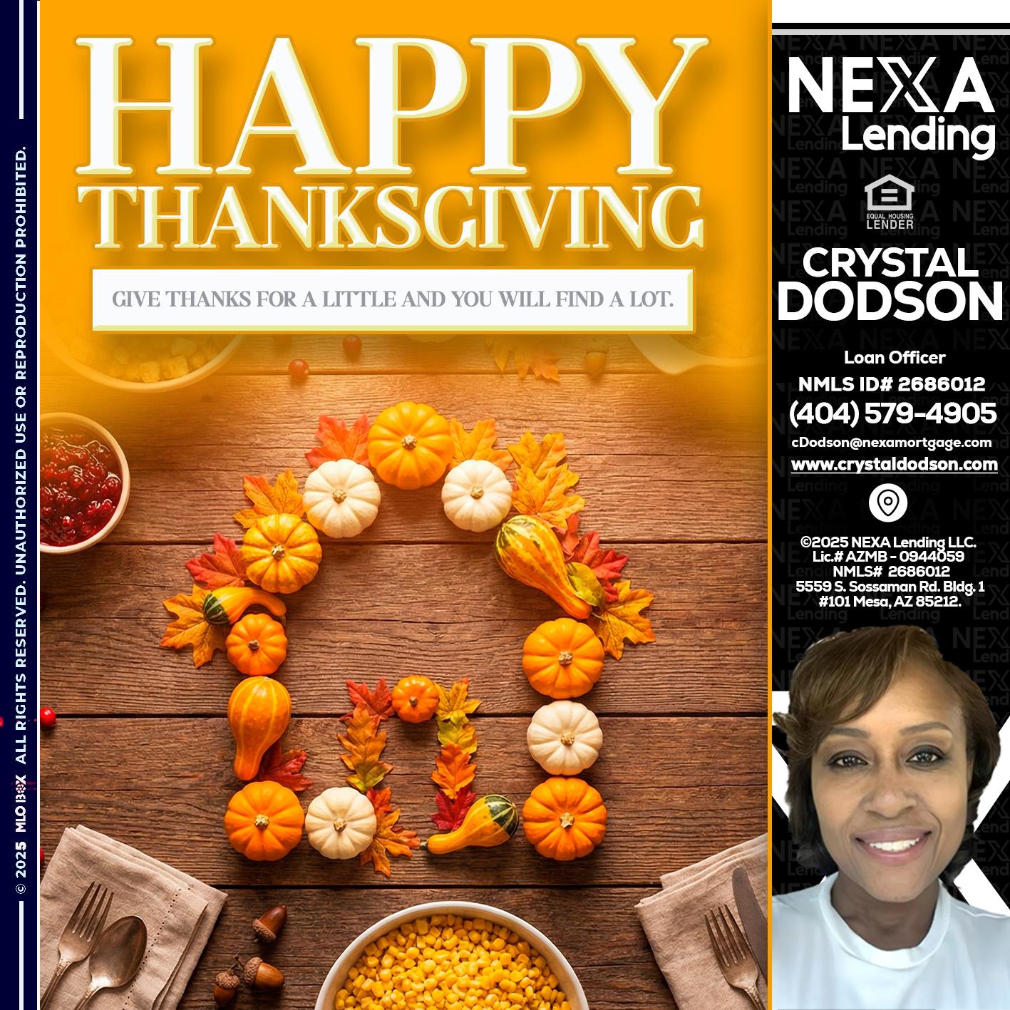 HAPPY THANKSGIVING - Crystal Dodson -Loan Officer