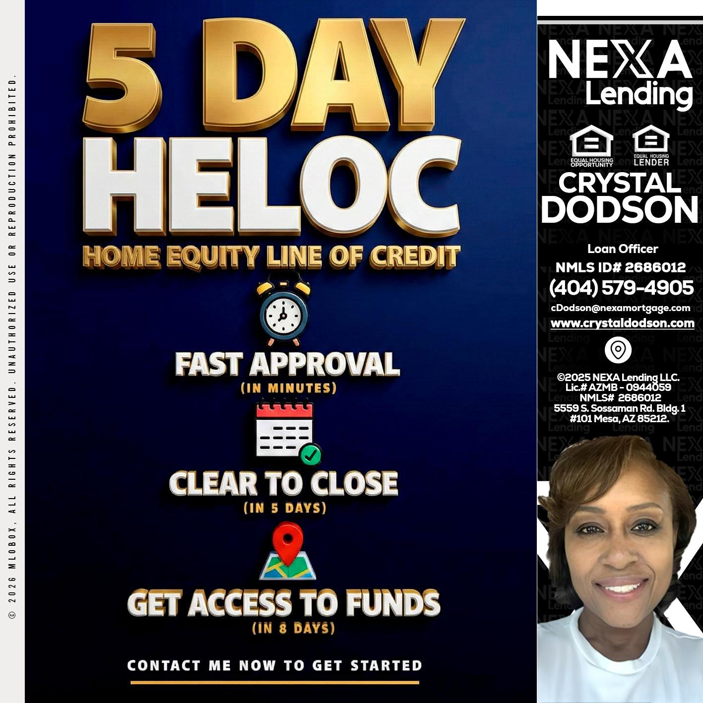 5 day hello - Crystal Dodson -Loan Officer