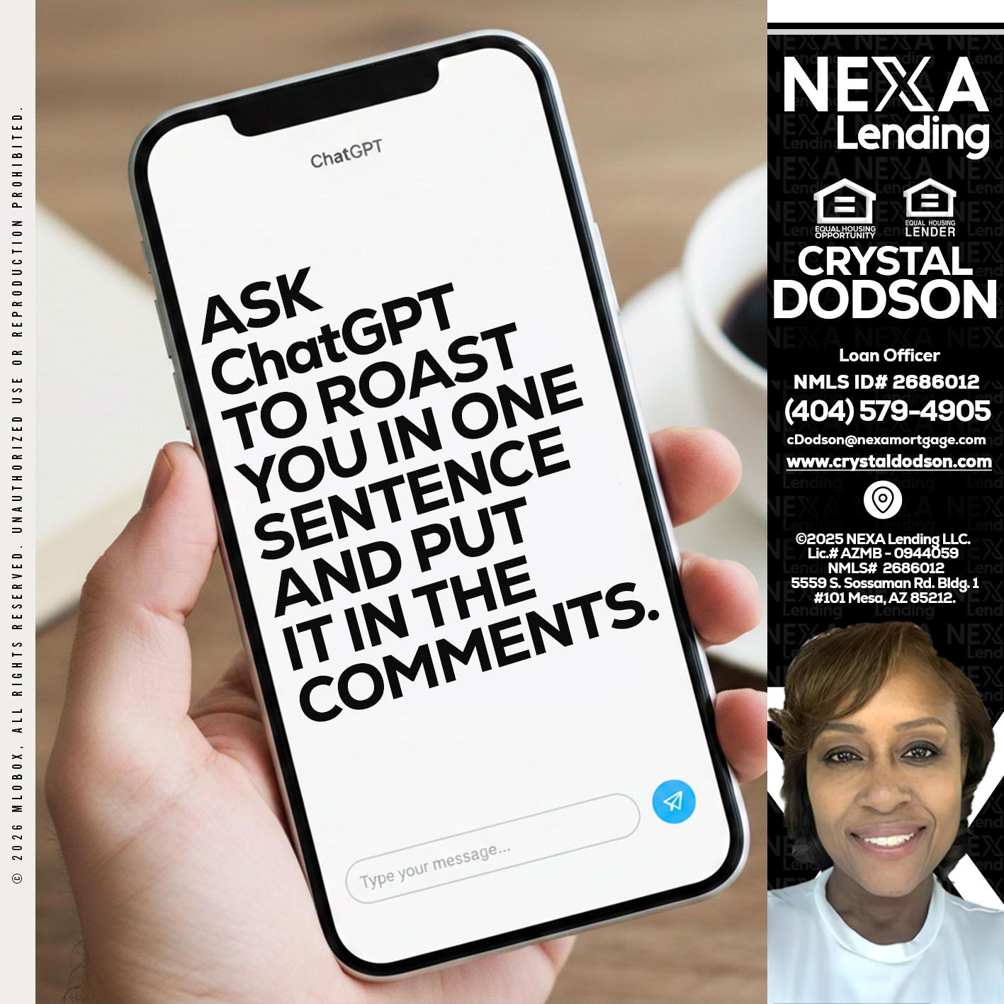 ask chatgpt - Crystal Dodson -Loan Officer