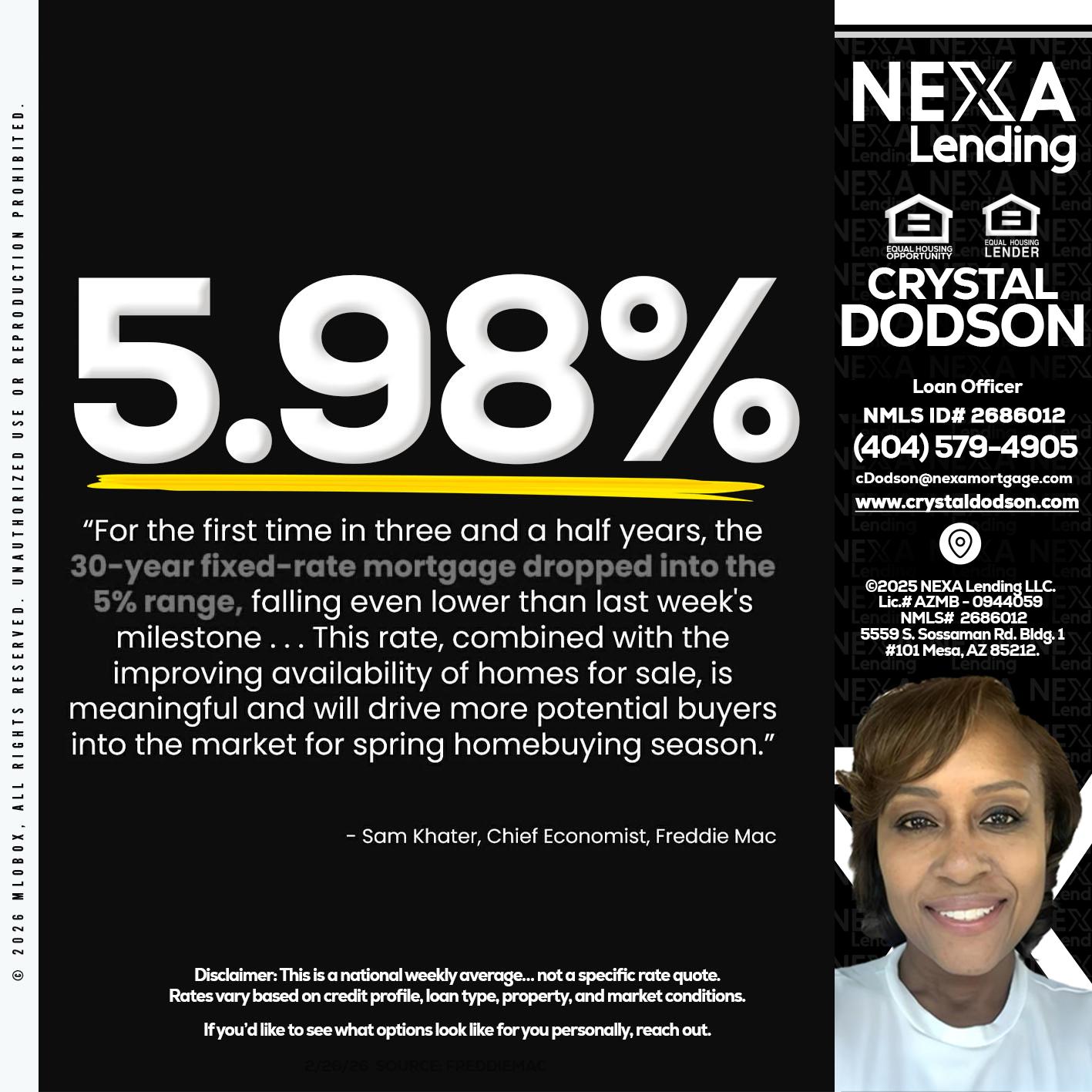 5.98% - Crystal Dodson -Loan Officer