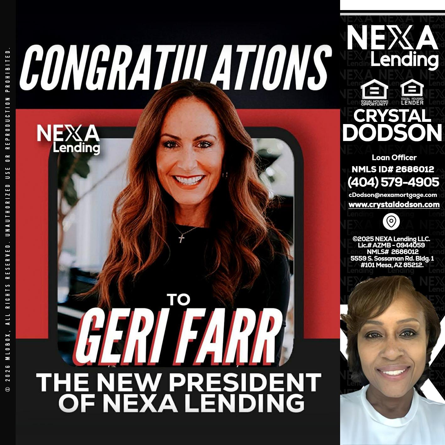 CONGRATULATIONS - Crystal Dodson -Loan Officer