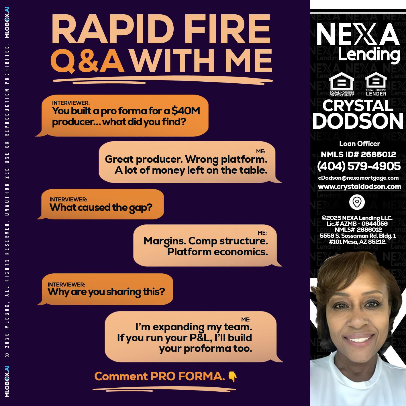 RAPID FIRE - Crystal Dodson -Loan Officer