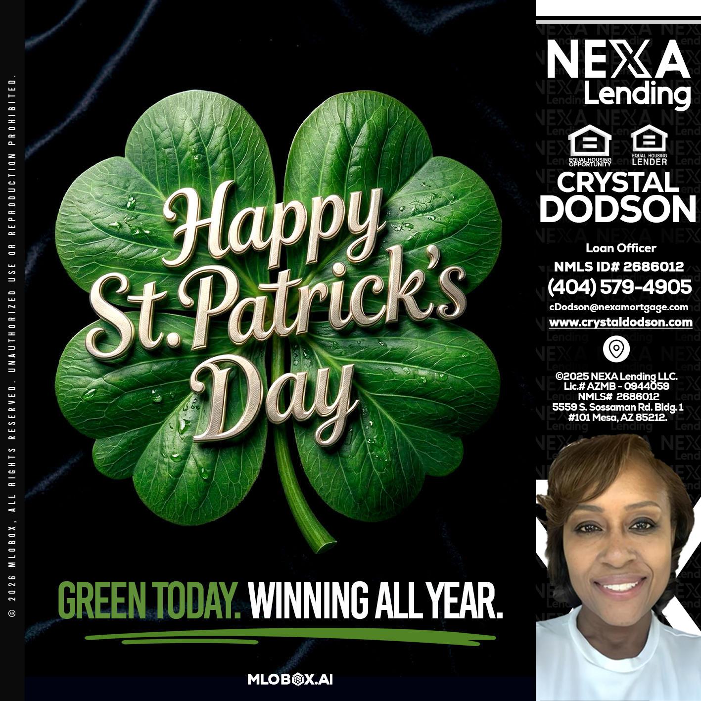 happy st. Patricks day - Crystal Dodson -Loan Officer