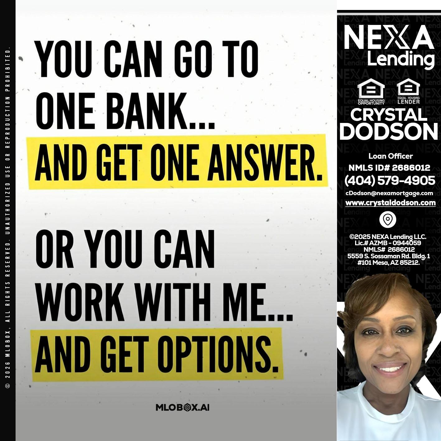 YOU CAN GO TO - Crystal Dodson -Loan Officer