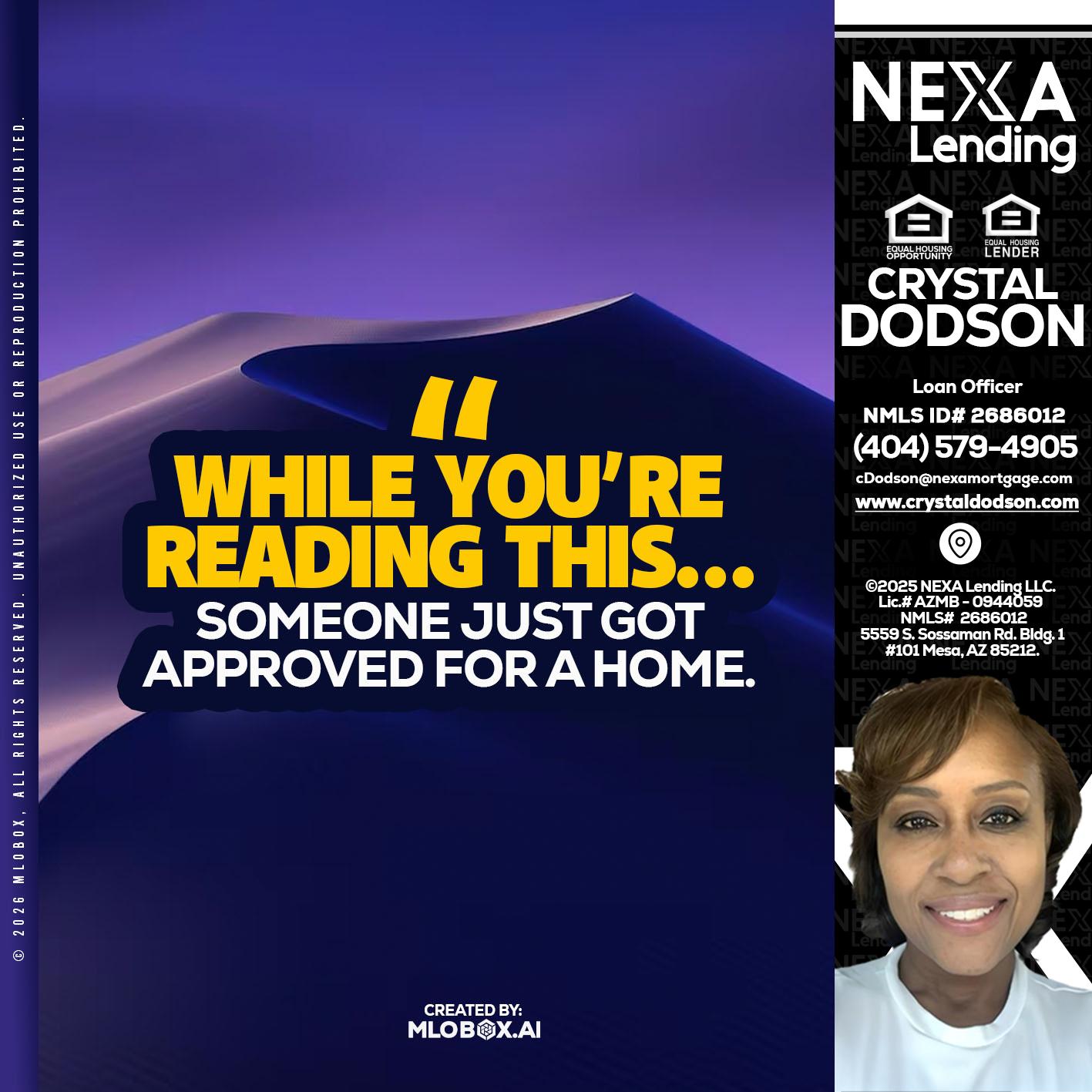 WHILE YOU - Crystal Dodson -Loan Officer