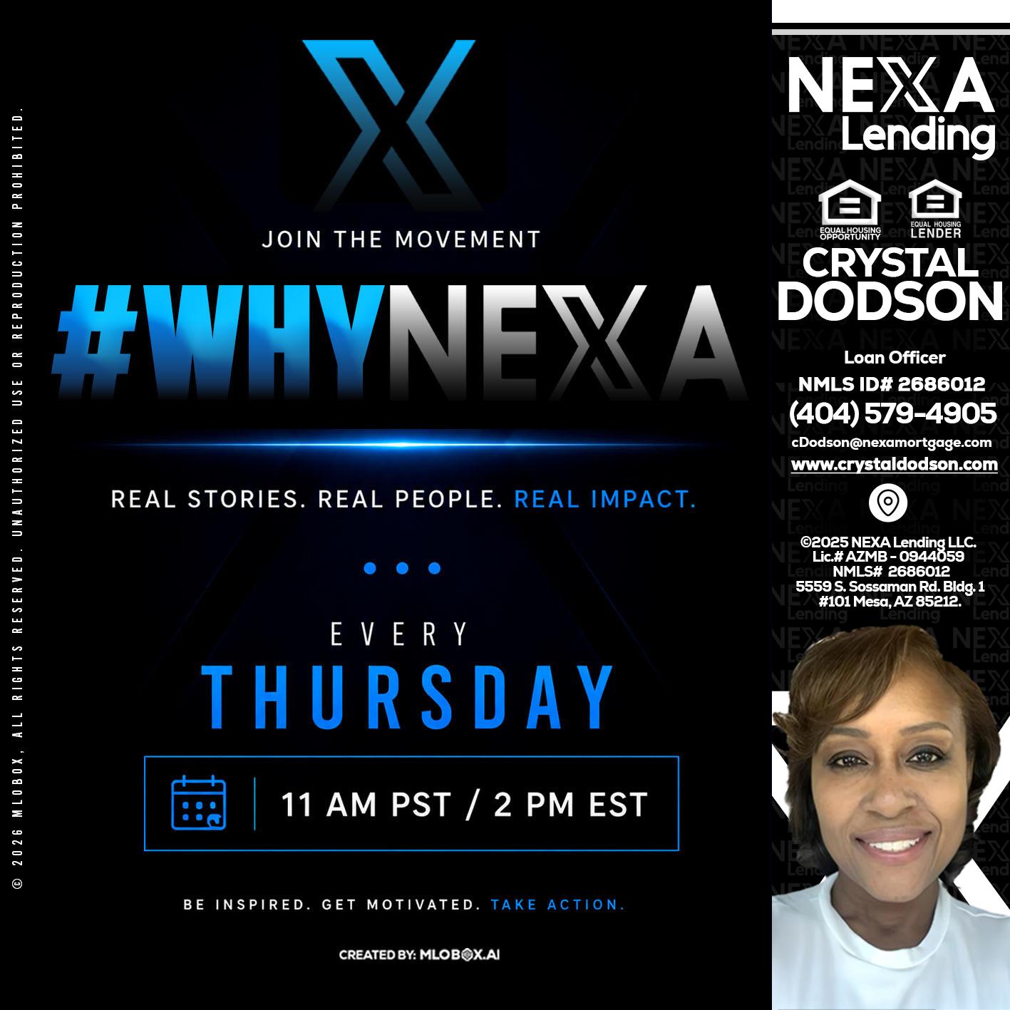 why NEXA - Crystal Dodson -Loan Officer