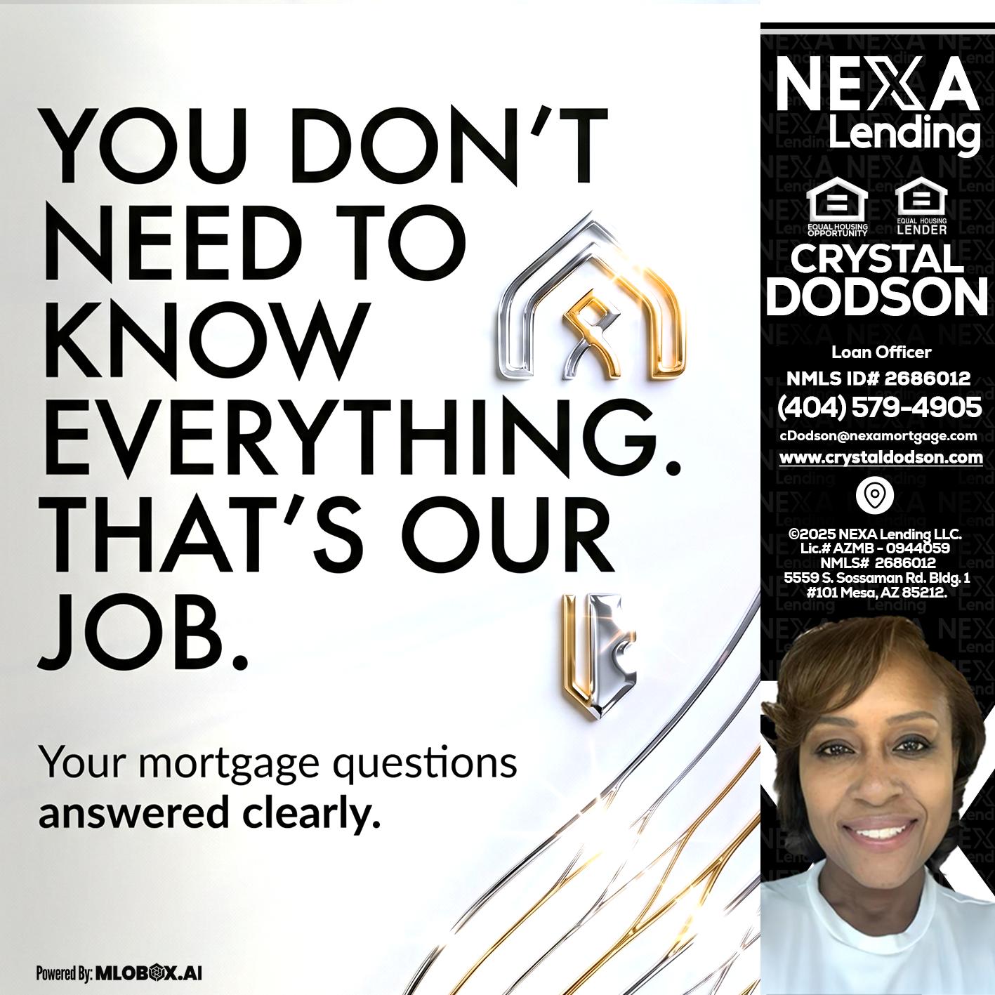 THAT IS OUR JOB - Crystal Dodson -Loan Officer