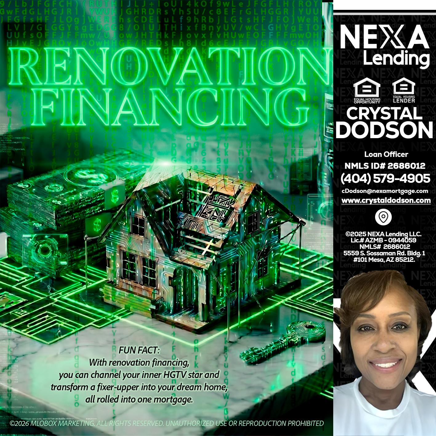 RENOVATION FINANCING - Crystal Dodson -Loan Officer