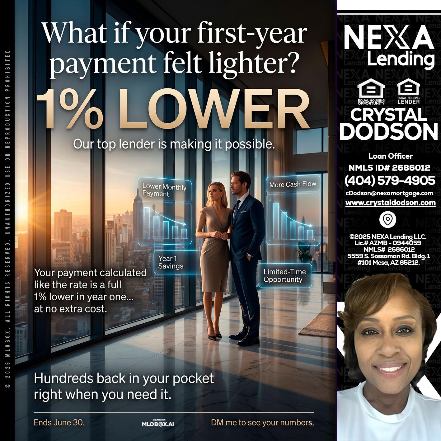 1% LOWER - Crystal Dodson -Loan Officer