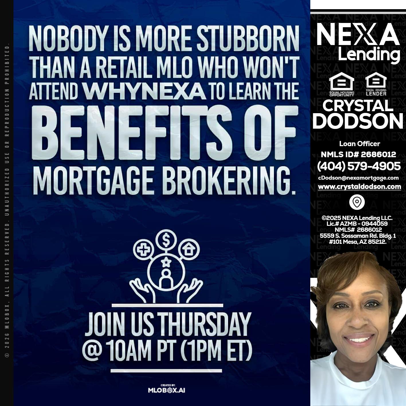 NOBODY IS MORE - Crystal Dodson -Loan Officer