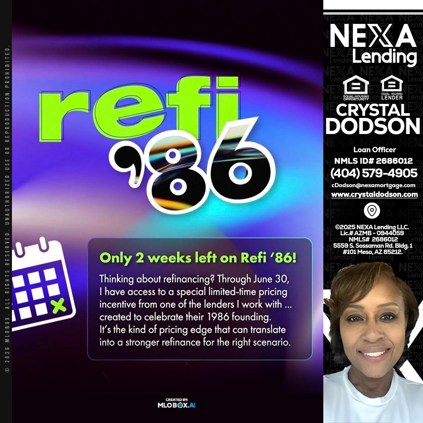 REFI 86 - Crystal Dodson -Loan Officer