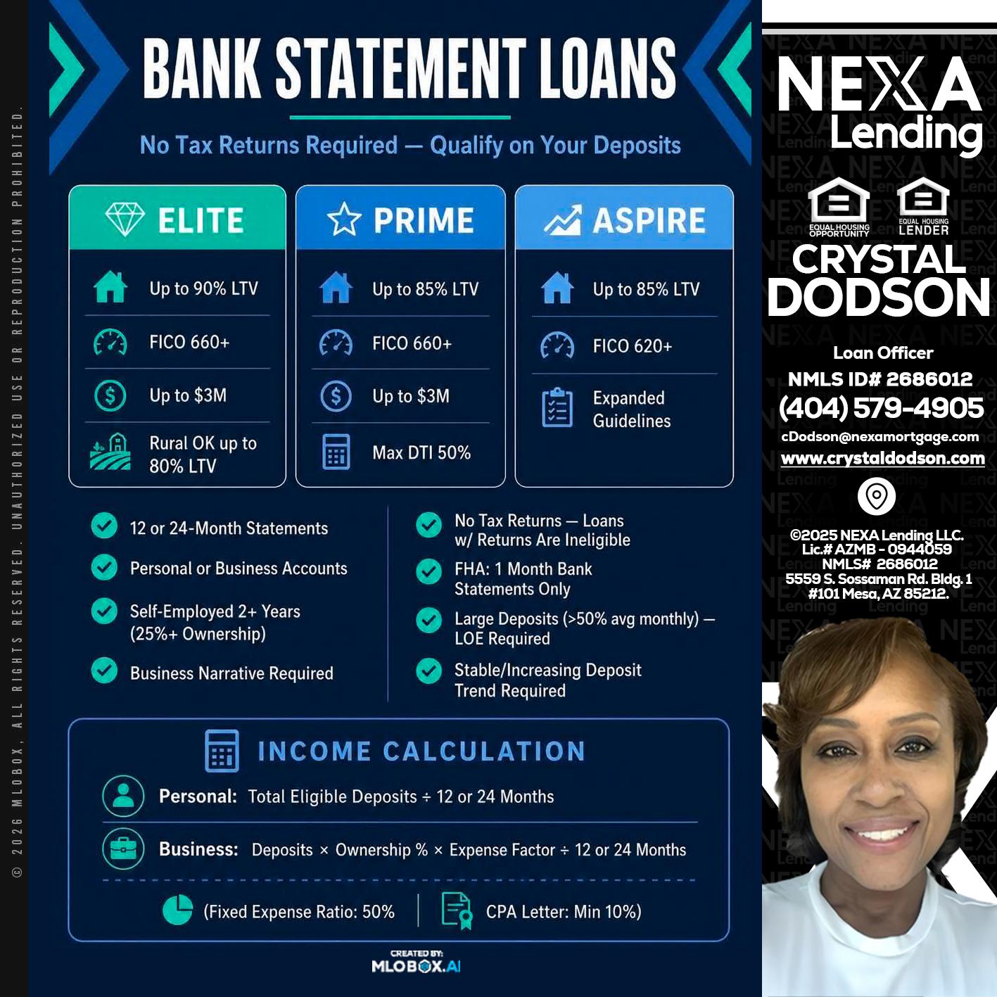 BANK STATEMENT - Crystal Dodson -Loan Officer