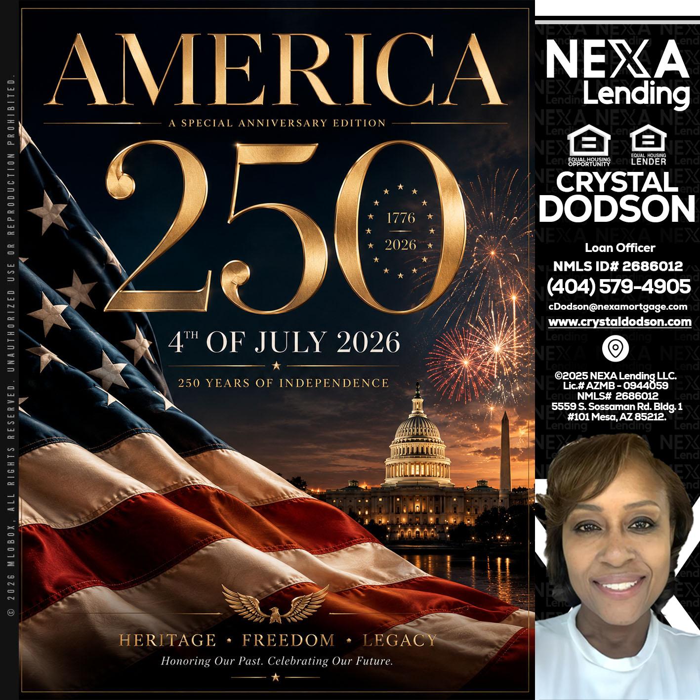 AMERICA 250 TH - Crystal Dodson -Loan Officer