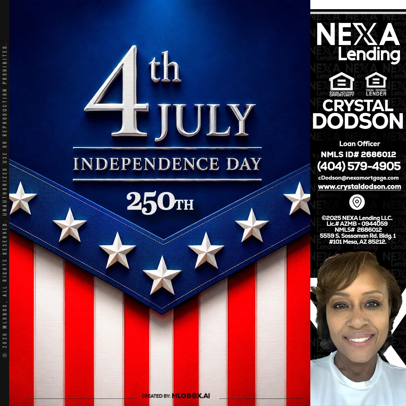 4th of july - Crystal Dodson -Loan Officer