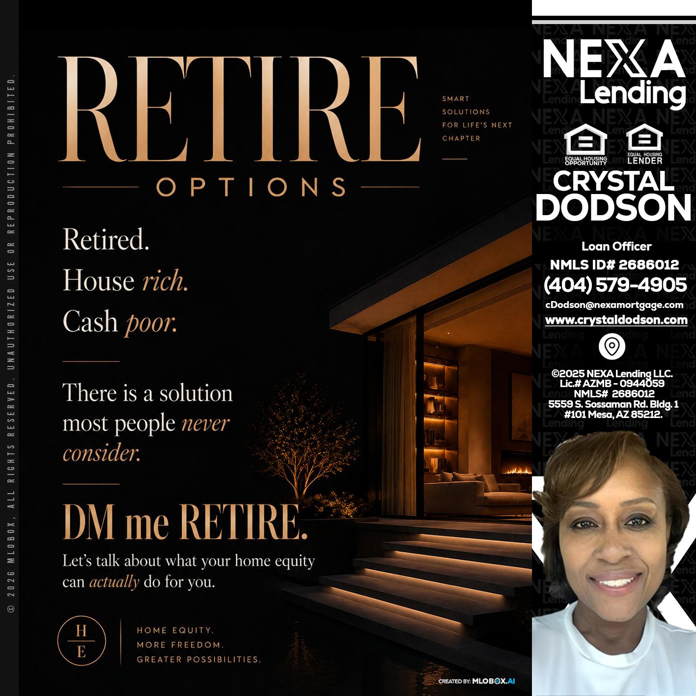 RETIRE LOANS - Crystal Dodson -Loan Officer