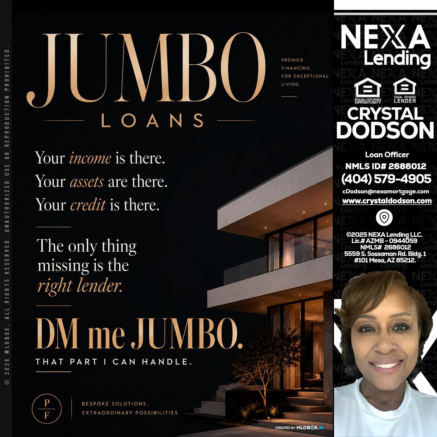 JUMBO LOANS - Crystal Dodson -Loan Officer