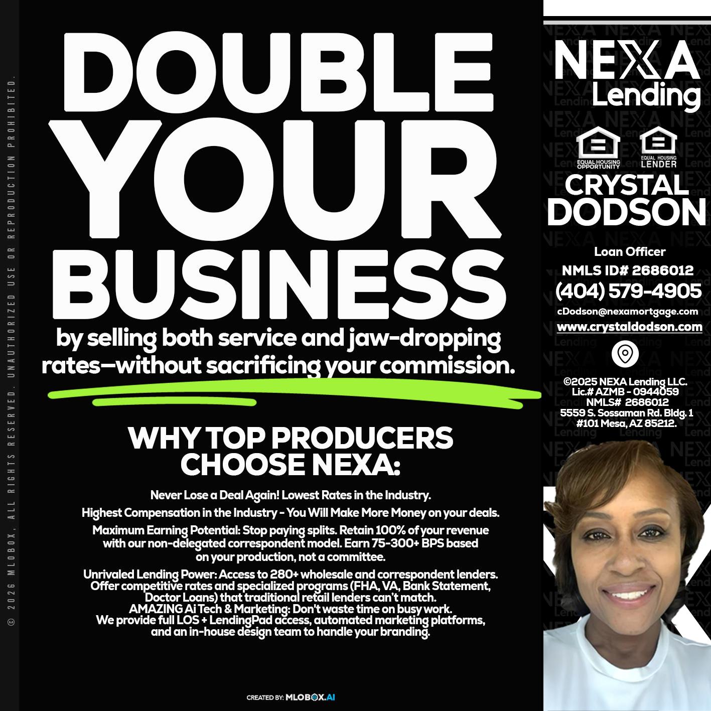 DOUBLE YOUR BUSINESS - Crystal Dodson -Loan Officer