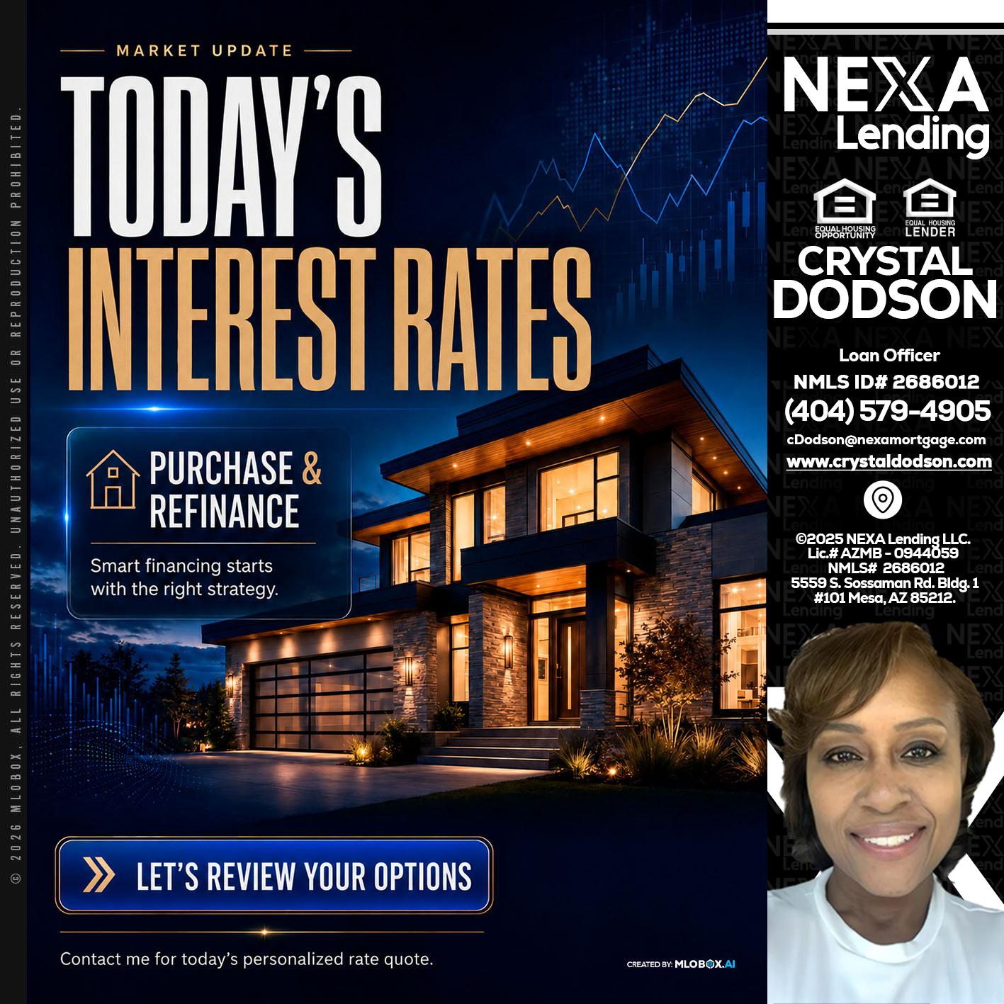 TODAYS RATES - Crystal Dodson -Loan Officer