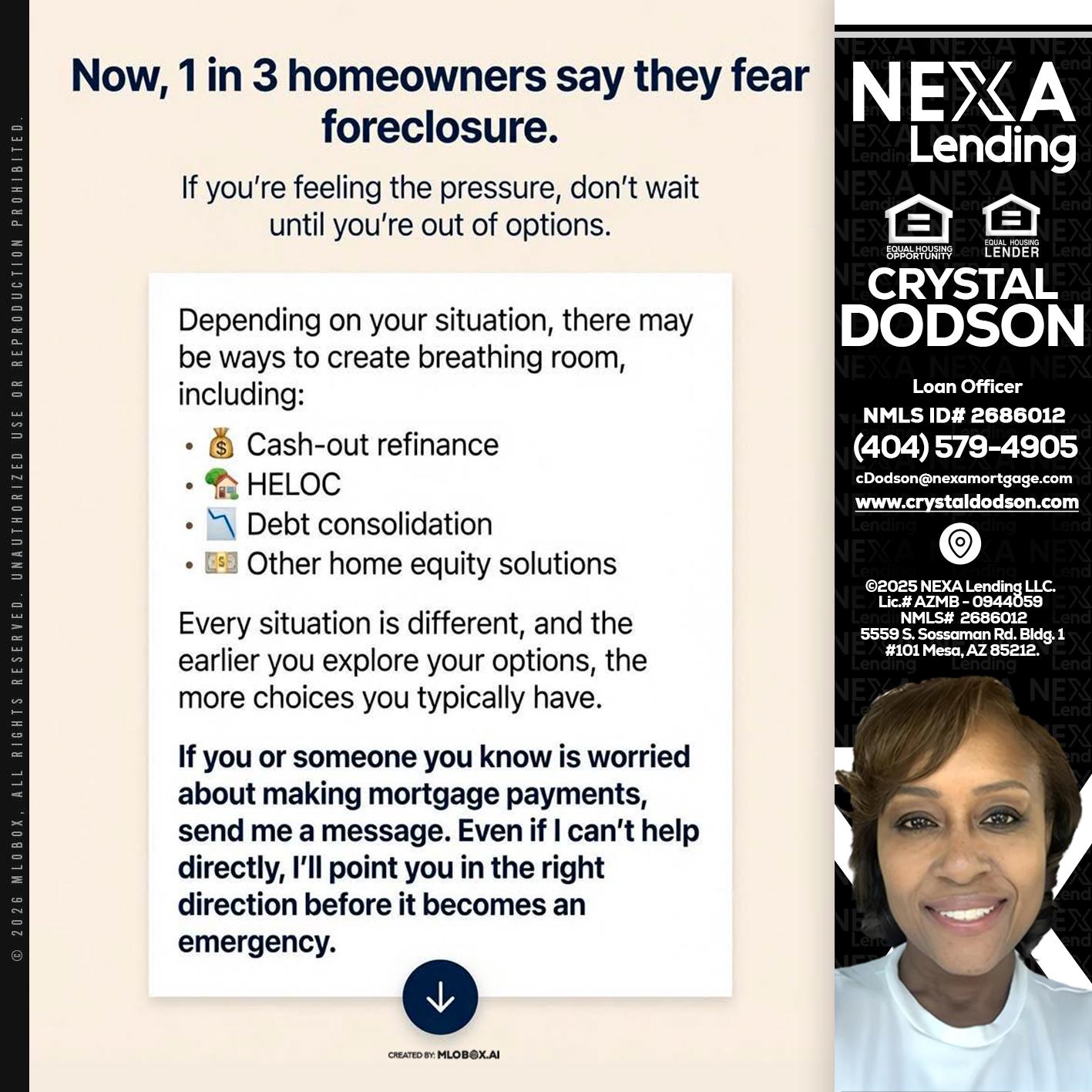 NOW, 1 IN 3 - Crystal Dodson -Loan Officer