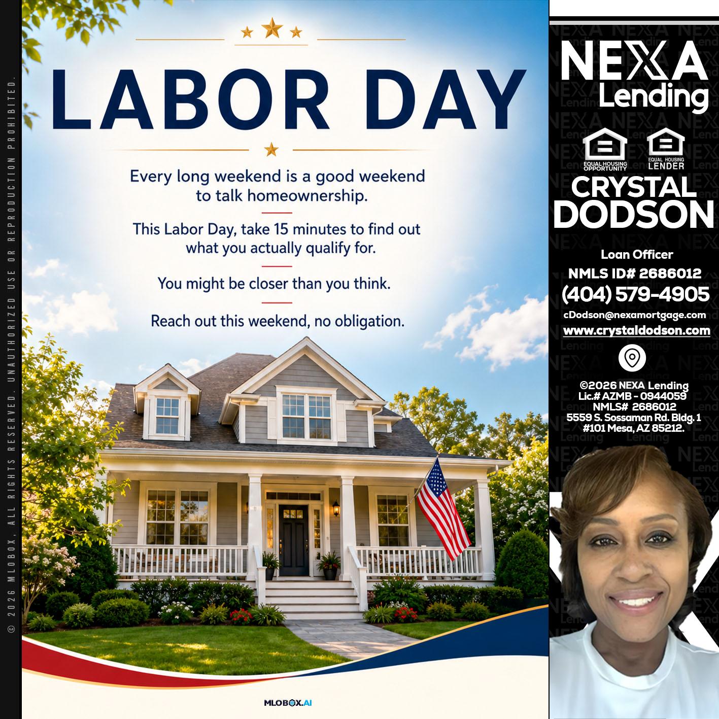 LABOR DAY - Crystal Dodson -Loan Officer